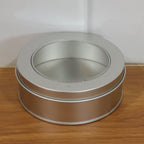 Round Metal Storage Tin Box With Transparent Window Lid (1 Pc 9.5 X 9.5 Cm)