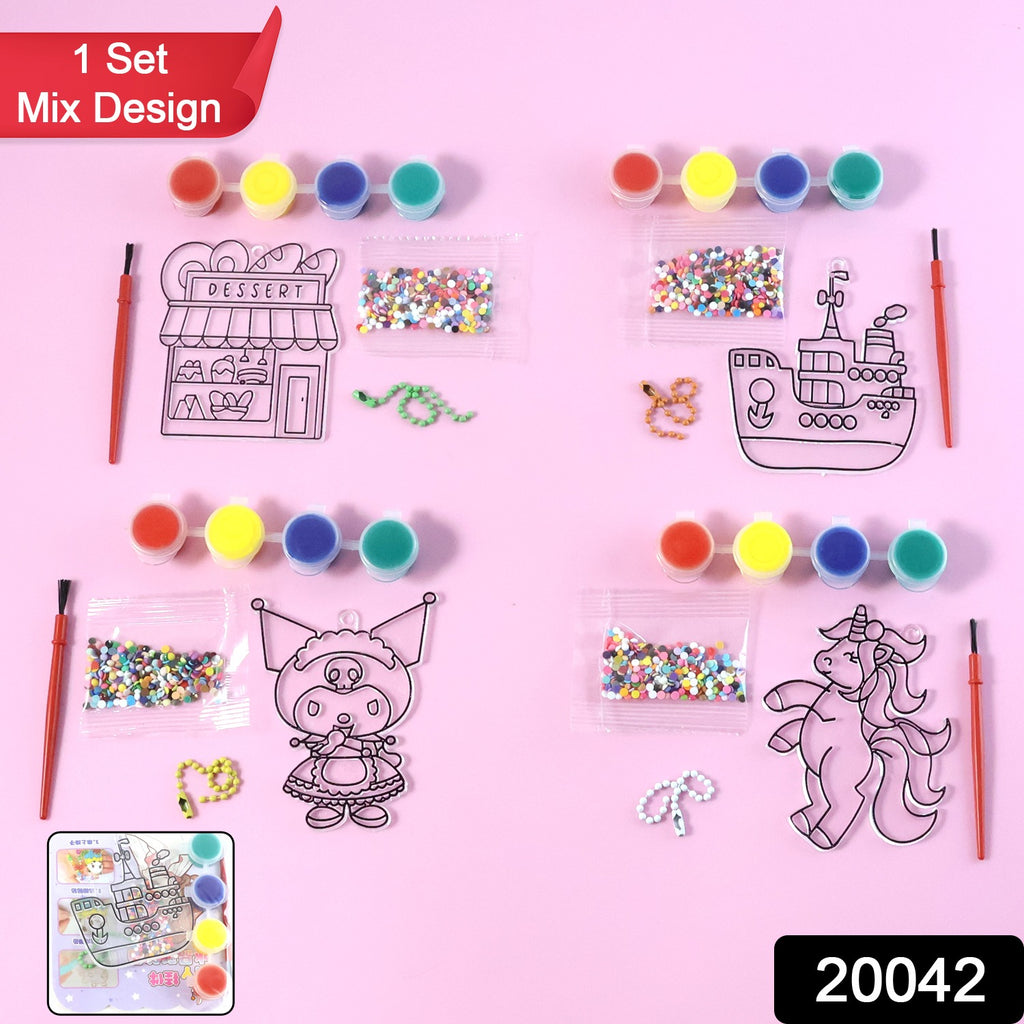 Kids Paint Coloring  Craft Activity Set With Beads (Mix Design 1 Set)