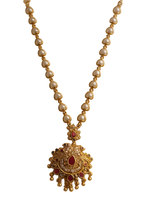 Elegant Pearl Heart Necklace with Antique Gold Pendant