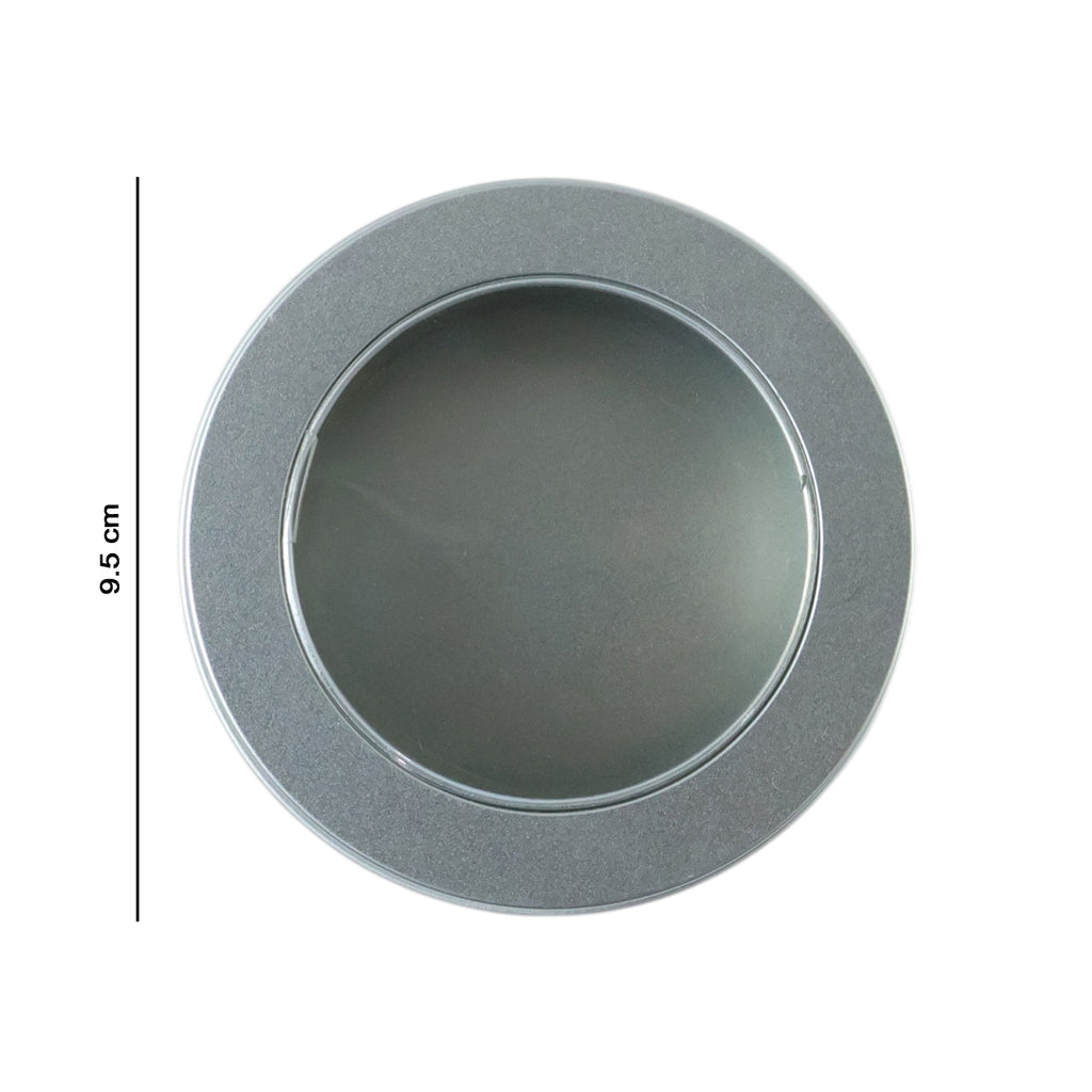 Round Metal Storage Tin Box With Transparent Window Lid (1 Pc 9.5 X 9.5 Cm)