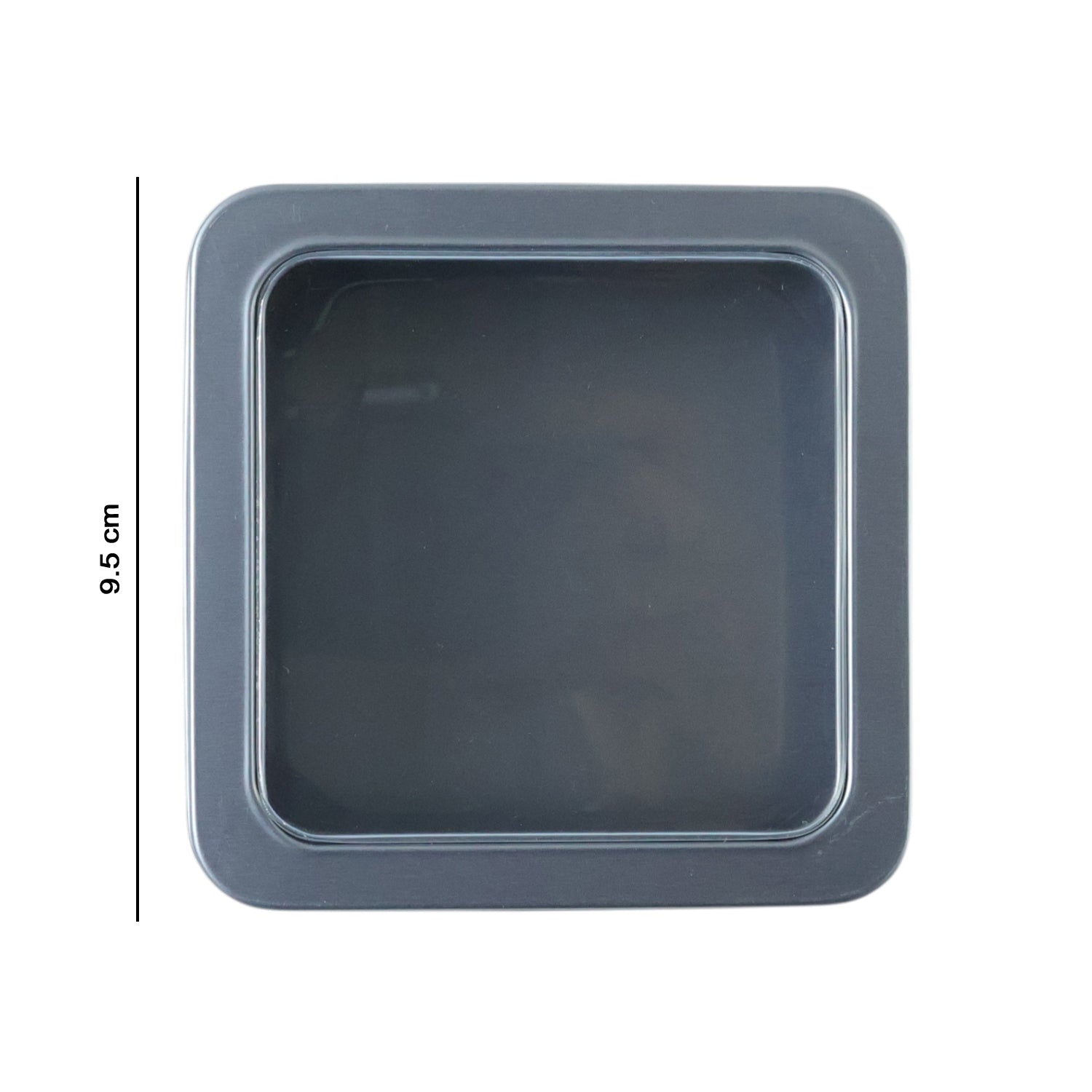 Square Metal Storage Tin Box With Transparent Window Lid (1 Pc 9.5 X 9.5 Cm)