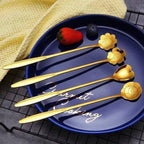 4 pcs Golden stainless steel spoon set