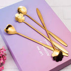 4 pcs Golden stainless steel spoon set