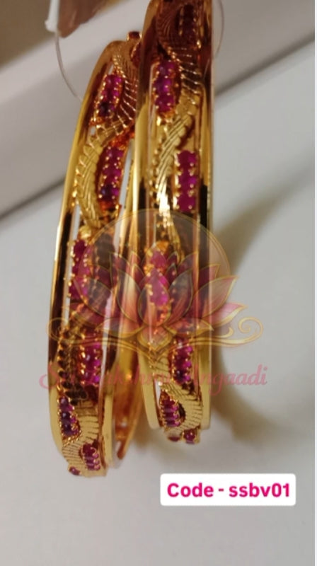 Elegant pink stone bangles - ssbv01
