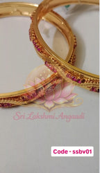 Elegant pink stone bangles - ssbv01