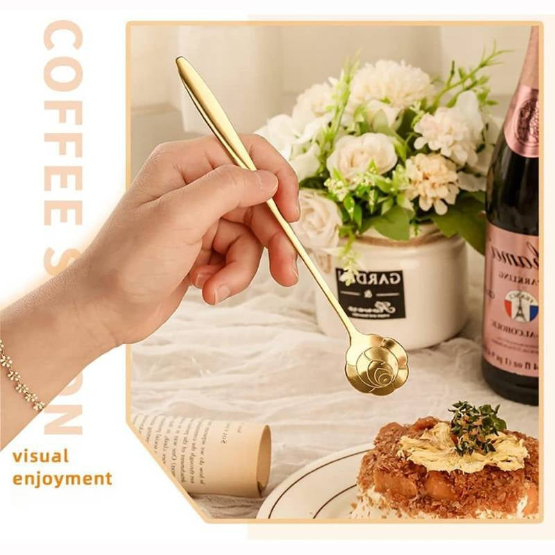 4 pcs Golden stainless steel spoon set
